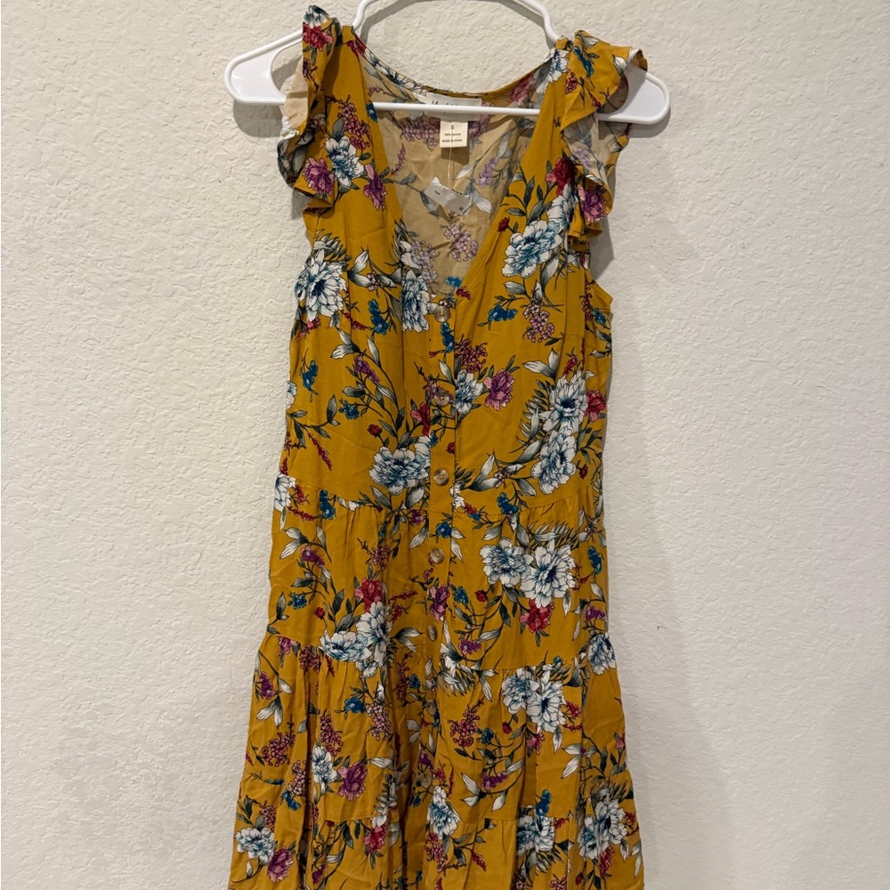 Blue Yellow and Blue Flutter Sleeve Sundress